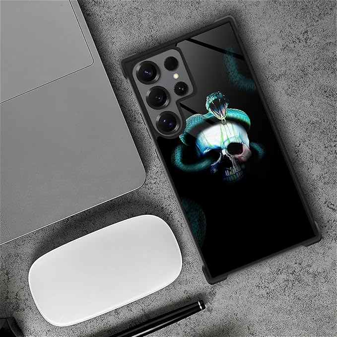 for Samsung Galaxy S25 Ultra Case,Graphic Design for Girl Boy Soft Silicone Hard Acrylic Shock Protection Designed for Samsung Galaxy S25 Ultra Skeleton Winding Snake Pattern