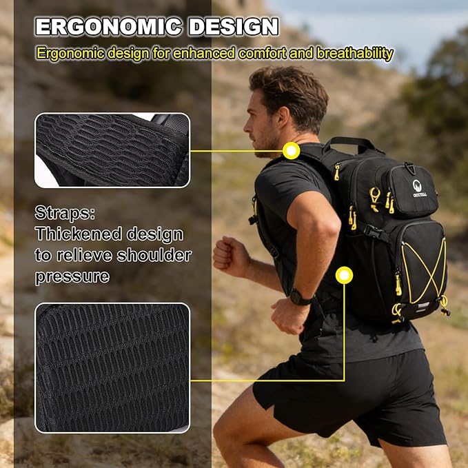 Hydration Backpack 22L, Hiking Backpack with 2L Leakproof Bladder, Sewn-in Rain Cover, Insulated Compartment for Men & Women Running, Cycling, Camping