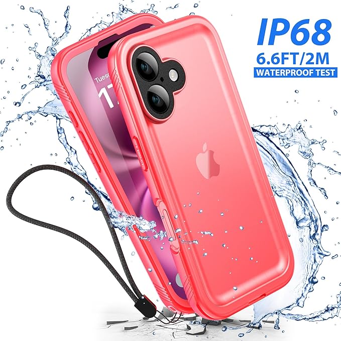 SPORTLINK for iPhone 16 Waterproof Case - Shockproof Dustproof Case with Built-in Clear Screen Protector, Full Body Heavy Duty Sealed Protective Cover for i Phone 16 6.1" Pink