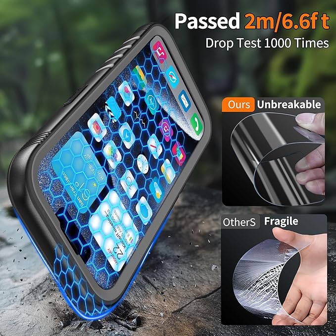 Cozycase for iPhone 15 Plus Waterproof Shockproof Dustproof Case - Heavy Duty/360 Full Body/Military Grade/Protective/Rugged 【8FT Drop Proof】 Built in Screen/Camera Protector with Lanyard Black