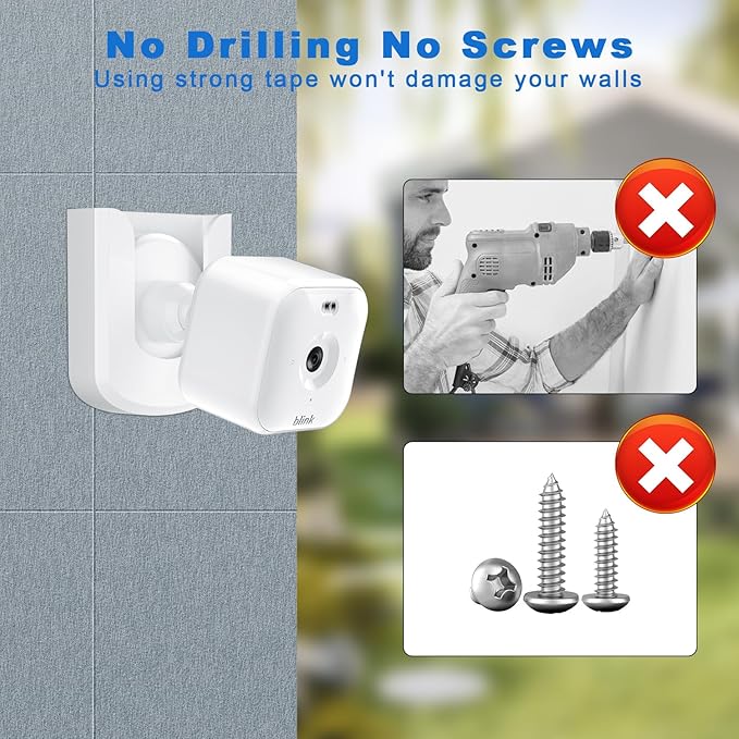 No Drill No Screw Blink Mini Camera Mount, Strong Adhesive Camera Wall Mount for Blink Mini/Mini 2 /Mini 2K+/Blink Outdoor 4 Camera, Easy to Install Blink Indoor Mount,White (3Pack)