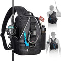 Piscifun Fishing Backpack with Rod Holder, Lightweight Sling Bag Storge Gear and Equipment