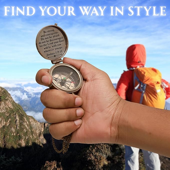 Handmade Brass Antique Compass with Leather Case – Vintage Finish Functional Pocket Navigation Tool for Travel, Hiking & Gift