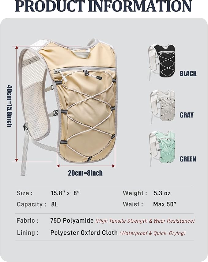 Small Lightweight Hiking Backpack, 3D Breathable Mesh Backpack with Water Bottle & Phone Pockets, Travel Daypack for Men Women, Cycling & City Tour