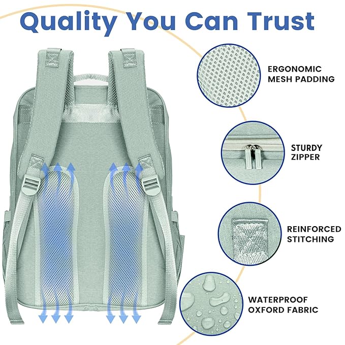 PILLANI Baby Diaper Bag Backpack - Large Bag for Boys & Girls, Waterproof Diaper Backpack - Travel Diaper Bags w/Changing Pad, Baby Registry Search & Shower Gifts - Essentials Must Haves Newborn Stuff