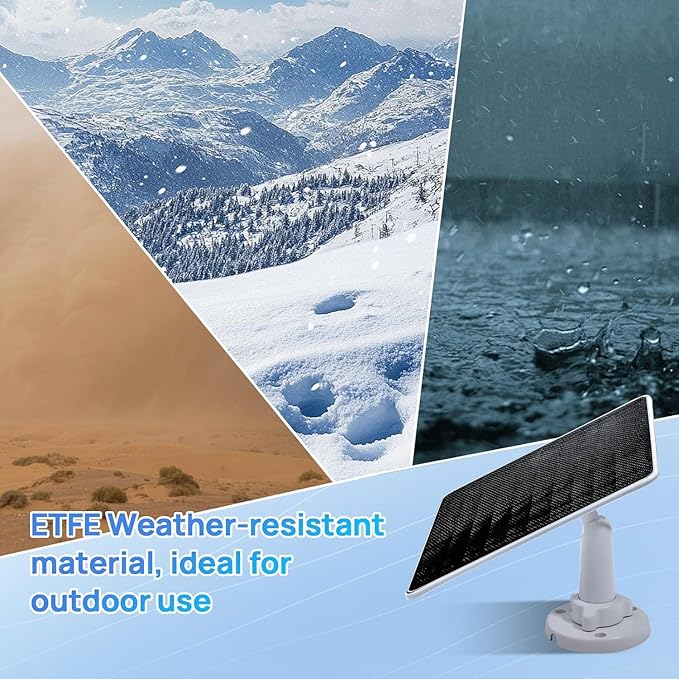 ECO-WORTHY Solar Panel for Ring Camera Outdoor Wireless, 5W Fast Charging Compatible with Rings Spotlight & All-New Stick Up Outdoor Cam with USB-C & Barrel Plug, USB C Solar Panel 5V, 9.8ft Cable（3m）