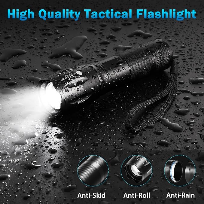6Pack LED Flashlights High Lumens, 5Mode Tactical Flashlight for Home, Small Flashlights Powerful, Pocket Flashlight Battery Powered, Adjustable Torch Light, Mini Flash Light for Emergencies Camping