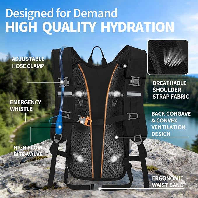 KABAQOO Hydration Backpack, 18L Multipurpose Hiking Backpack with 3L Water Bladder, Water Backpack Insulated Hydration Pack Ideal for Hiking and Cycling