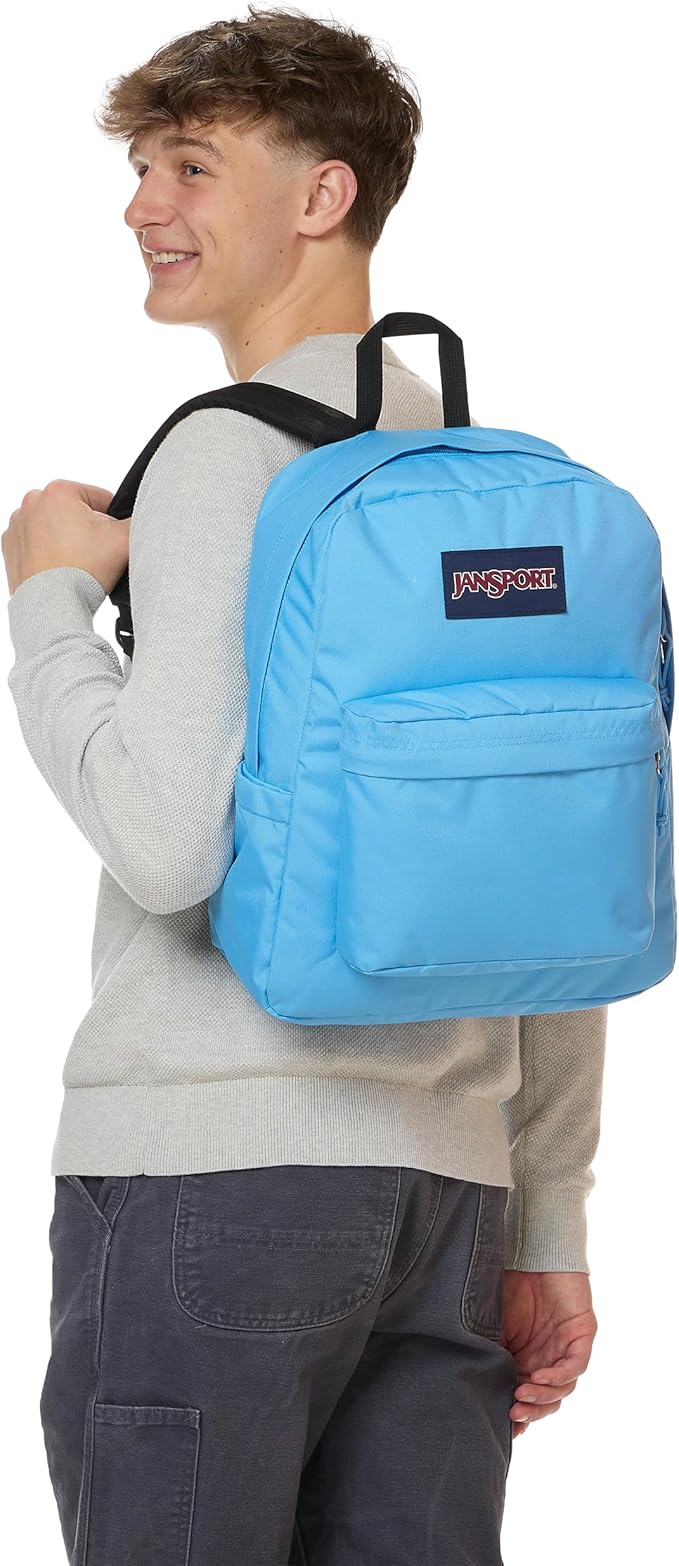 JanSport SuperBreak Plus Backpack with Padded 15-inch Laptop Sleeve and Integrated Bottle Pocket - Spacious and Durable Daypack for Work and Travel - Electric Azul