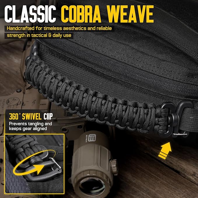 Tactical Paracord Handle，9-core Weaving Paracord Strap for Bag Strap Replacement，Molle Attachment with Metal/Plastic Clips for Backpack Sling Bags Water Bottle Holder
