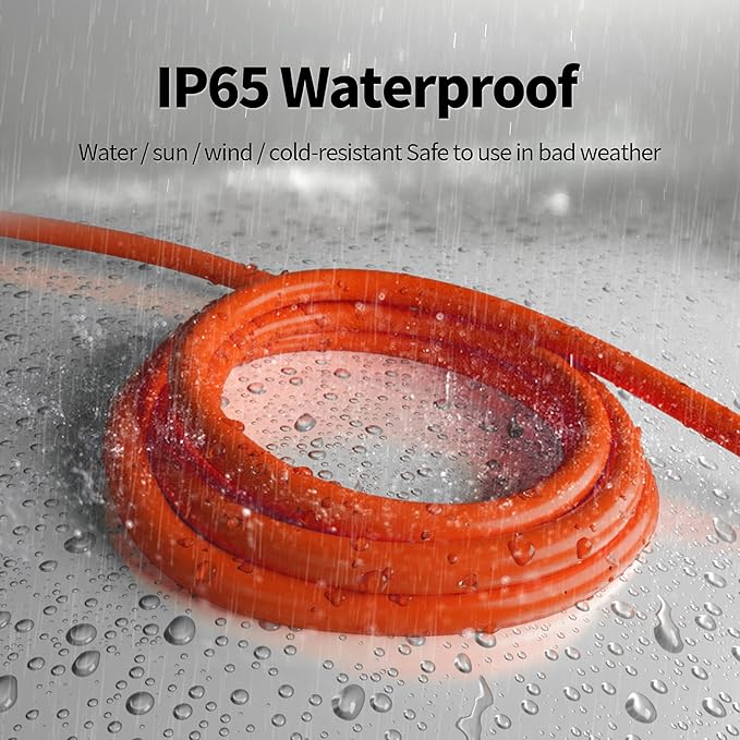 POWGRN 150 ft 12/3 Outdoor Extension Cord Waterproof Heavy Duty with Lighted Indicator End 12 Gauge 3 Prong, Flexible Cold-Resistant Long Power Cord Outside, 15Amp 1875W SJTW Orange ETL Listed