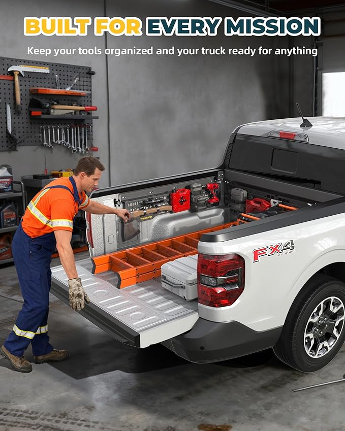 Trumgeta Aluminum Side Bed MOLLE Panel Fit for 2022–2026 Ford Maverick, No-Drill Installation, Heavy-Duty Truck Bed Organizer Rack System for Tools Gear Accessories