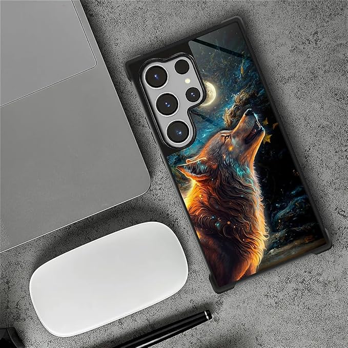 for Samsung Galaxy S26 Ultra Case,Graphic Design for Girl Boy Soft Silicone Hard Acrylic Shock Protection Designed for Samsung Galaxy S26 Ultra Star Cave Hungry Wolf Pattern