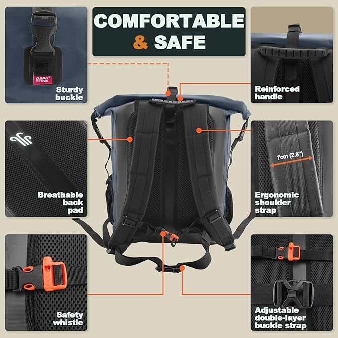OSAH DRYPAK Waterproof Backpack Dry Bag 25L/35L/55L/85L – Heavy Duty Roll-Top Hiking Backpack Sack Keeps Gear Dry for Travel, Kayaking, Boating, Camping, Rafting and Fishing