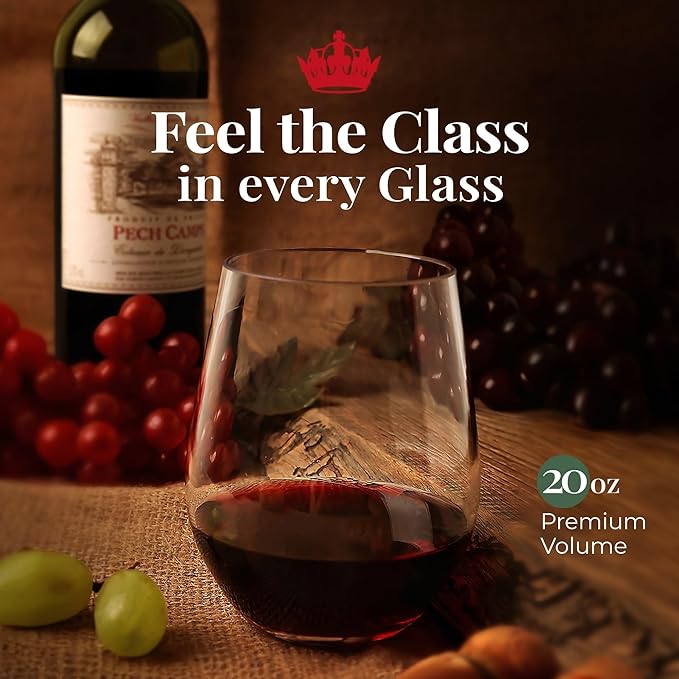 Vivocci Unbreakable Plastic Stemless Outdoor Wine Glasses 20 oz | Tritan Heavy Base | Shatterproof Glassware | Ideal For Cocktails & Scotch | Perfect For Homes & Bars | Dishwasher Safe | Buy 8 Pay 6