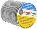 Mandala Crafts Round Cowhide Genuine Gray Leather Cord for Jewelry Making Kumihimo Leather Rope Spool - Gray String Lace - 20 Yds 3mm Cording
