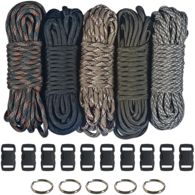 Paracord Planet 550lb Type III Paracord Combo Crafting Kits with Buckles