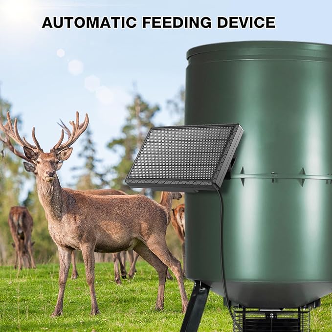 Solar Panel for Deer Feeder, 6V 1.98W Solar Panel Outdoor IP65 Waterproof, Battery Charger 6Volt with Mounting Bracket and Alligator Clip, DC 5.5*2.1, 3.5*1.35 and 4.0*1.7 Interfaces for Game Feeder