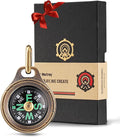 MecArmy Mini Titanium/Brass Compass, Waterproof IPX5 Pocket Compass for Hiking & Survival, Keychain & Necklace Gifts for Men & Women, Ideal Graduation & Outdoor Adventure Present