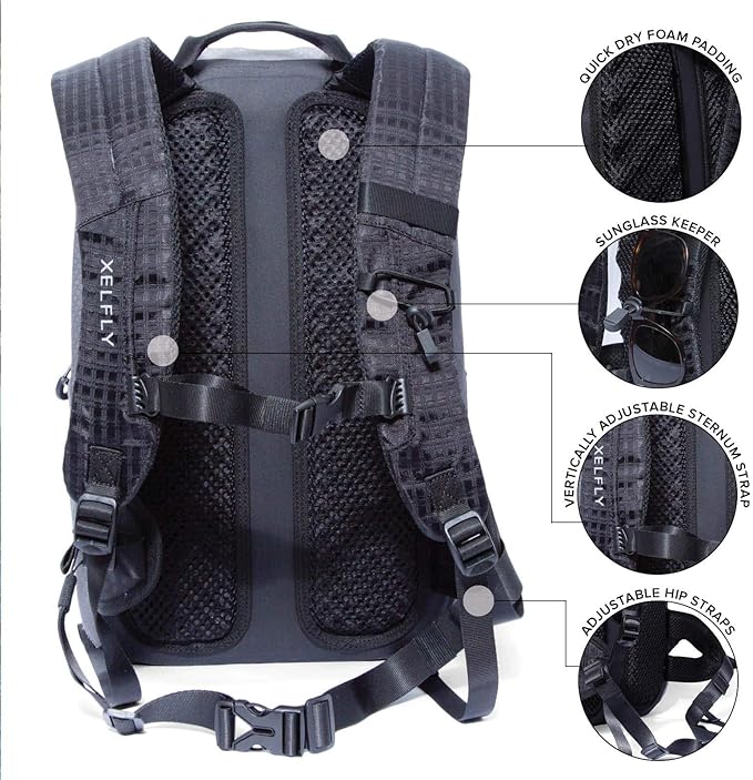 Xelfly Submersipack Waterproof Backpack - Submersible, Inflatable, Floating TPU Coated Durable Nylon Dry Bag with Airtight Zipper for Kayak, Fishing, Boating, Hiking, Paddle Board (Gray Stone, 25L)