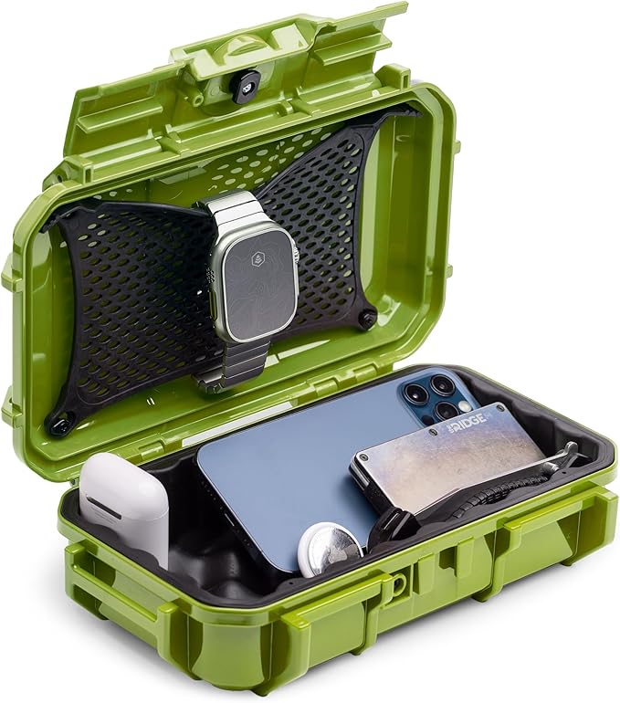 Evergreen 56 Dry Box - EDC Tough Protective Case USA Made for Organization of Cameras, Phones, Camping, Fishing, Hiking, Water Sports (Green)