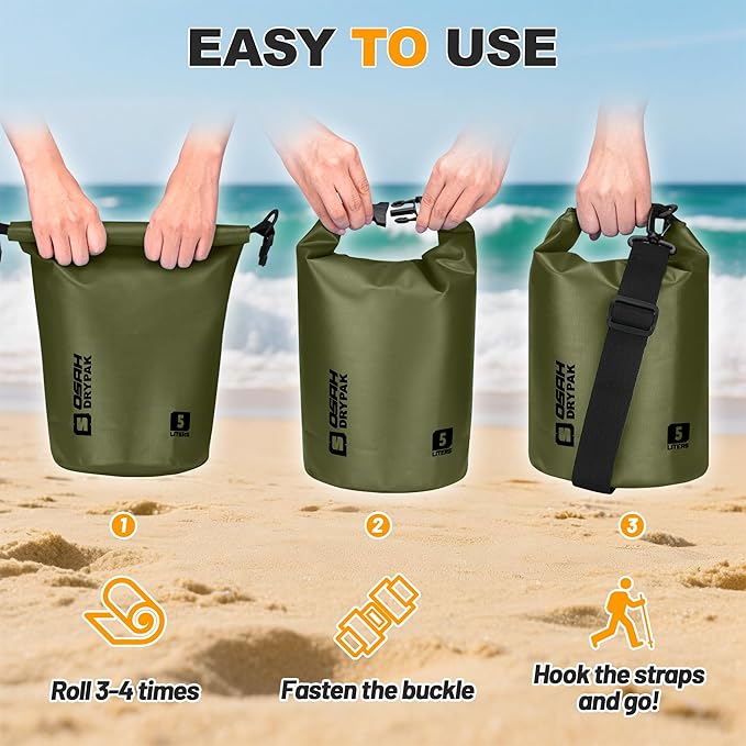 Waterproof Dry Bag, 5L/10L/20L/30L/40L Roll Top Lightweight Storage Backpack with Phone Case for Women & Men, Floating Waterproof Sack for Travel, Swimming, Kayaking, Paddle Board, Camping & Beach