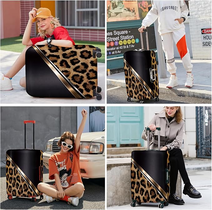 ANNA QUEEN Leopard Print Luggage Cover, Luxury Animal Pattern Suitcase Protector for 20-22 Inch Travel Bags