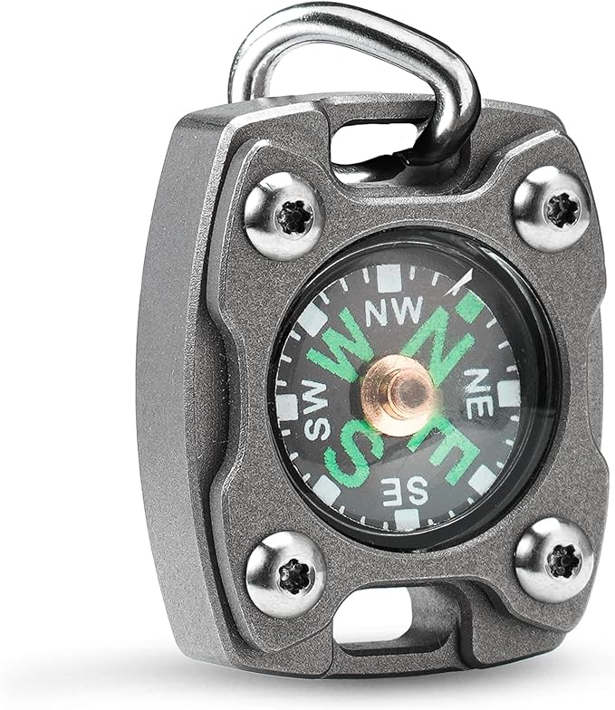 MecArmy Mini Titanium/Brass Compass, Waterproof IPX5 Pocket Compass for Hiking & Survival, Keychain & Necklace Gifts for Men & Women, Ideal Graduation & Outdoor Adventure Present