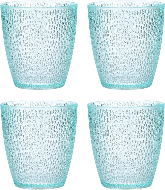 uxcell 7oz Acrylic Drinking Glasses, 4Pcs Plastic Reusable Tumblers Drinkware Unbreakable Water Glasses Cups Stackable & Dishwasher Safe for Home Outdoors Restaurant, Light Blue