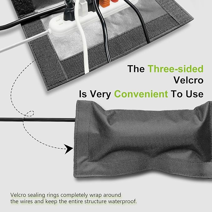 (Canvas Fabric,Not Plastic) Outdoor Electrical Box Waterproof Covers,3-Side Velcro Closed,Weatherproof Outside Extension Cords,Plug,Surge,Outlet and Power Strips Protectors,15x8 Inch-ClawsCover