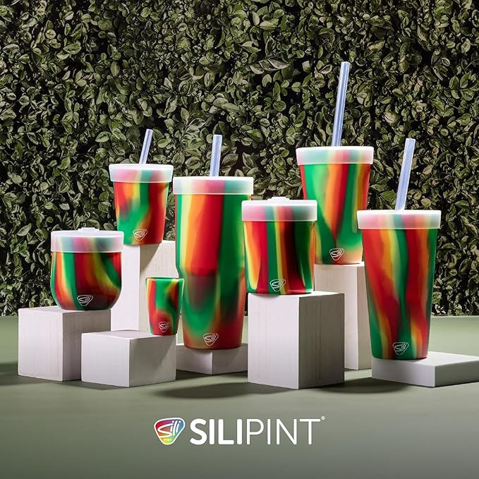 Silipint 32oz Silicone Straw Tumbler – BPA-Free, Non-Toxic, Unbreakable, Microwave, Dishwasher Safe – Perfect for Tea, Cold Water, Smoothies, Hibiscus - Pack of 2