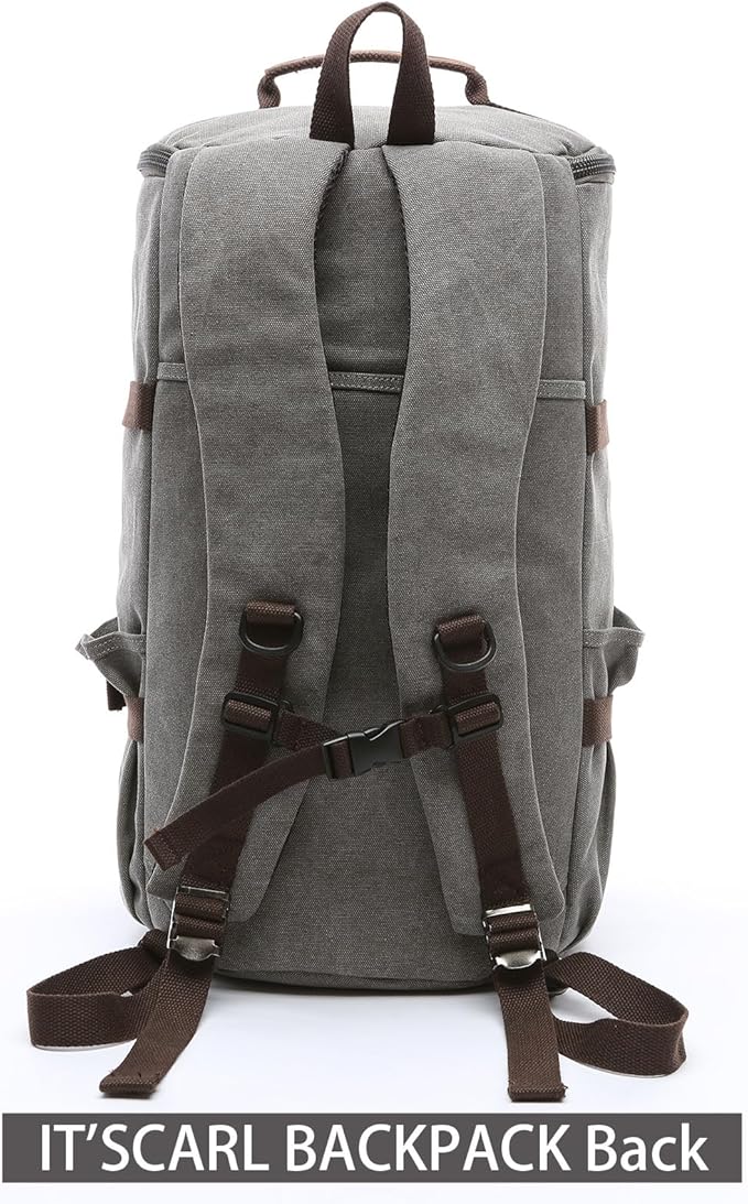 IT'SCARL Mens backpack, Large backpack for travel, Carry-on, canvas bag, 17 inch computer waterproof back pack(grey)