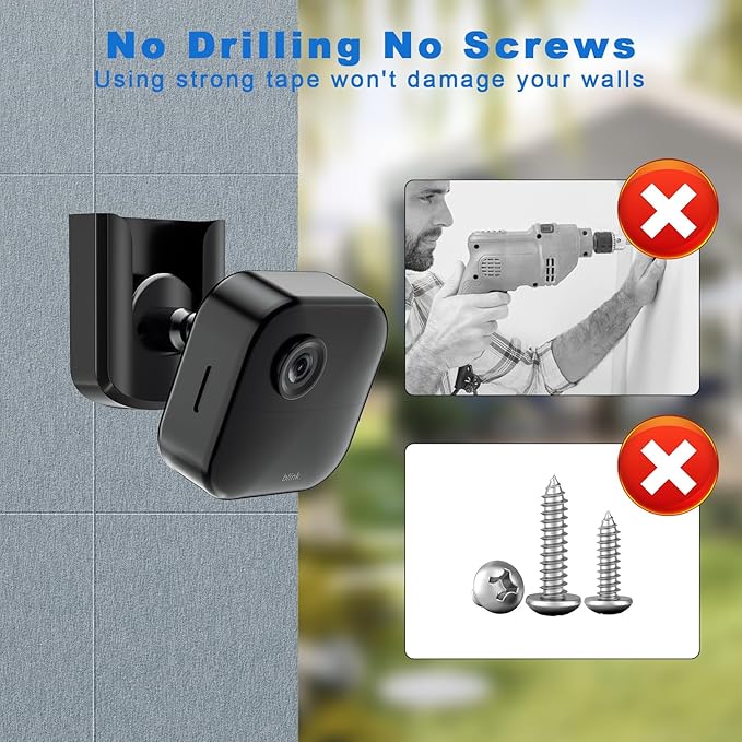 No Drill No Screw Blink Camera Mount for Blink Outdoor 4 /Blink Mini/Blink Mini 2, Strong Adhesive Camera Wall Mount for Blink Outdoor Indoor Camera, Easy to Install,3Pack(Blink Camera Not Included)