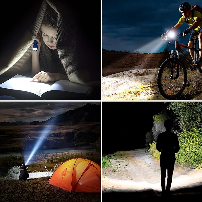 Blukar Flashlight Rechargeable, High Lumens Flashlight, Super Bright Small LED Flash Light- Zoomable, Adjustable Brightness, Long Lasting for Camping, Outdoors and Home Emergency-Blue