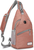 ZOMAKE Sling Bag,Small Crossbody Sling Backpack,Water Resistant Shoulder Daypack for Travel,Anti Thief Chest Bag for Hiking(Pink(New))