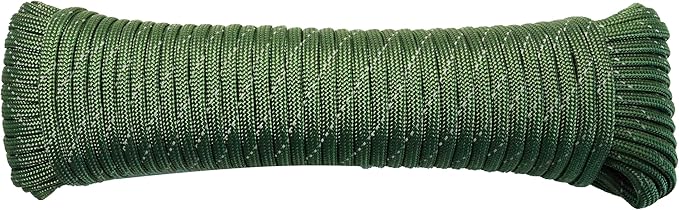 Paracord Rope, Reflective III Parachute Cord 7 Strand Core 550lb, 100ft Army Green - High Visibility Abrasion Resistant Easy to Tie, Multi-Purpose Rope for Camping Survival DIY
