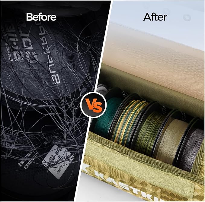 KastKing BaitSpace Line Management Bag, Fishing Line Storage Bag with Water Resistant Nylon, Clear View Window, Removable Divider, Tangle-free Leader Line Holder