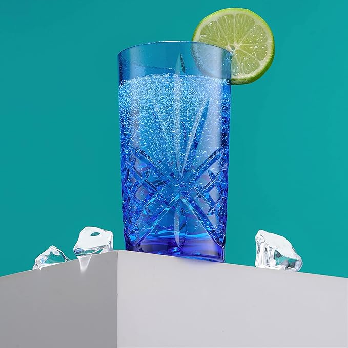 Godinger Acrylic Highball Glasses, Tall Beverage Highballs Drinking Glasses Cups, Shatterproof and Reusable Tumbler Cups - Dublin Collection, Set of 4