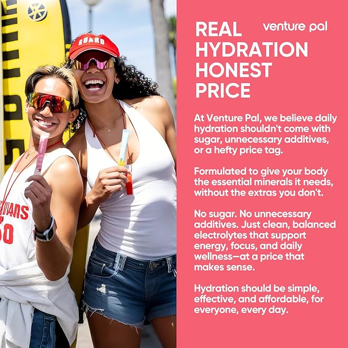 Venture Pal Sugar Free Electrolyte Powder Packets - Liquid Daily IV Hydration Packets | Electrolytes Drink Mix with 5 Vitamins & 7 Electrolytes | Keto Friendly | Non-GMO | Certified Vegan | 16 Sticks