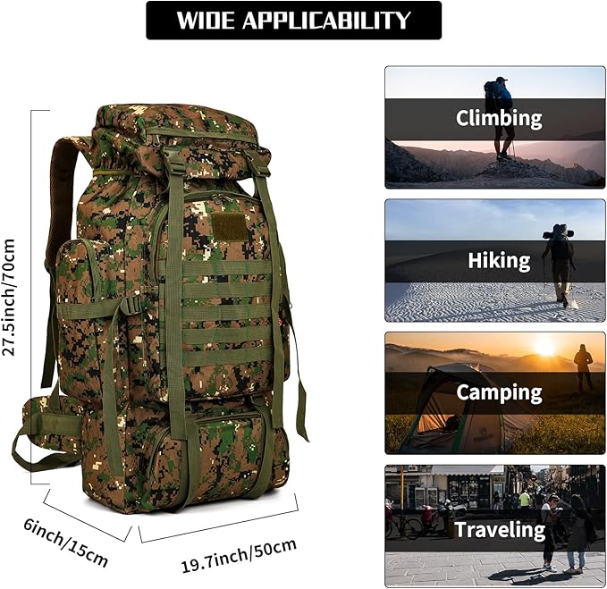 Hiking Backpack for Men 70L/100L Camping Backpack Military Rucksack Molle 3 Days Assault Pack for Climbing | Camping Backpack, 3 Days Assault Pack, for Climbing