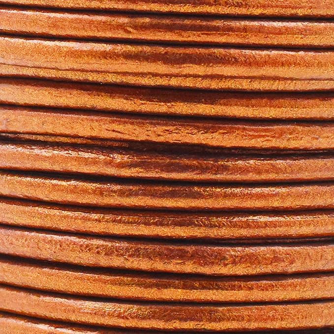 Mandala Crafts Round Genuine Copper Leather Cord for Jewelry Making – 4mm Cowhide Leather Rope String Lace for Kumihimo – 11 Yards Cowhide Craft Cording Spool