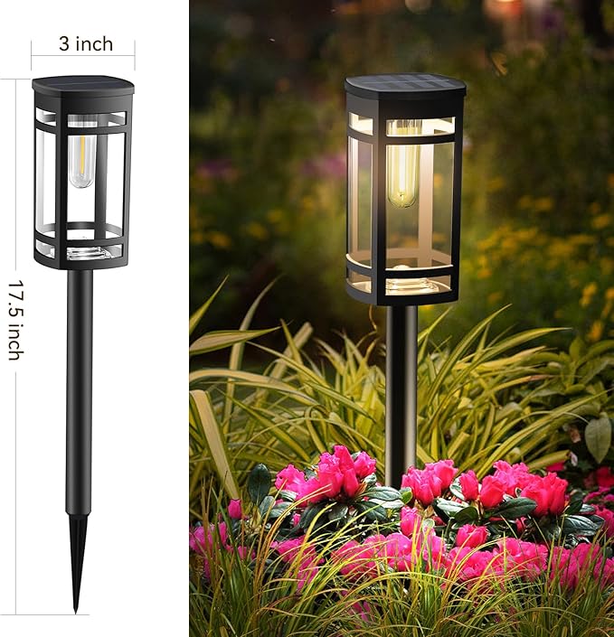 EXCMARK 12 Pack Solar Lights Outdoor Waterproof for Garden Pathway Walkway Driveway Yard Lawn Decorative Landscape Lighting. (Warm White Light, 12)