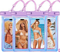 Waterproof Case Compatible with iPhone 14 Pro Max/13/12/11/XR/X/SE/8/7, Galaxy S22/S21 Google up to 7.5" IPX8 Dry Bag Vacation Essentials (Dazzling - 4pack)