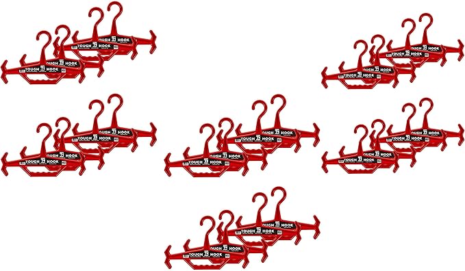 Tough Hook Original Heavy Duty Hangers – The Superhero of Hangers USA-Made, Anti-Slip ABS Resin Tactical Hanger for Police Gear, Scuba Gear & Dive BCD – DuraResin 200-lb Cap Wetsuit Hanger, 24 Red