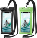 CACOE [Floatable] Floating Universal Waterproof Phone case 2 Pcs-Up to 7.0",Phone Pouch with Adjustable Neck Lanyard,IPX8 Cellphone Dry Bags for Beach Pool Swimming（Black+Dark Green）
