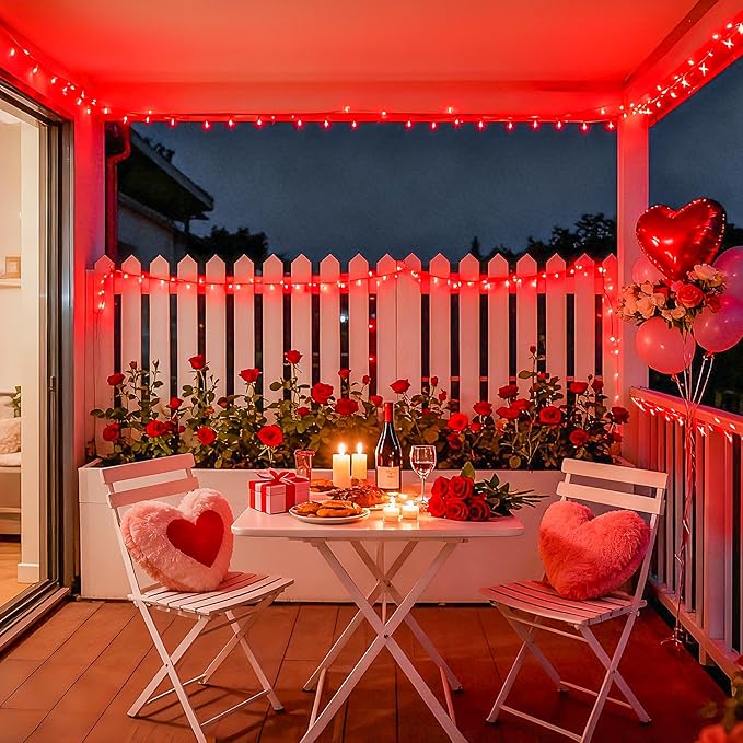JMEXSUSS Red Valentines Day Decor Lights Clear Wire, 66ft 200 LED Red Christmas String Twinkle Fairy Lights Outdoor Indoor Plug in for Room Party Tree Valentines Day Decorations