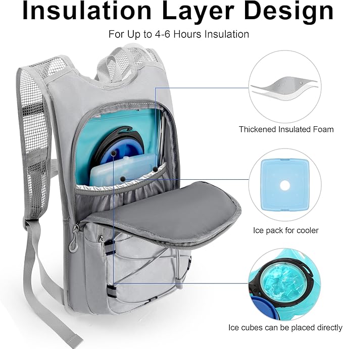 MIYCOO Hydration Backpack - Lightweight Water Backpack with 2L Water Bladder Bag, Running Hydration Vest Backpack for Men Women, Hydration Pack for Hiking, Cycling, Climbing