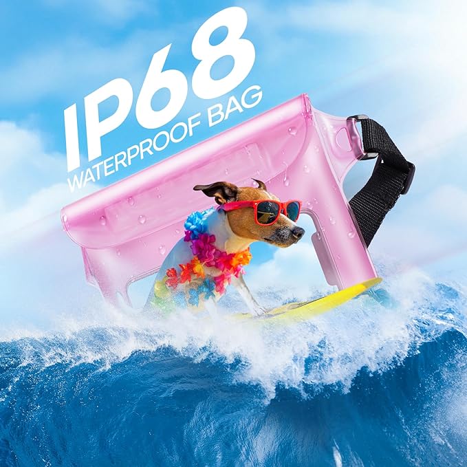 Waterproof Fanny Pack for Women, Waterproof Pouch for Phone Passport Purse, Beach Accessories Dry Bag, Floating Water proof Bags for Cruise Ship Travel Water Park Boating Fishing Diving Kayaking Pool