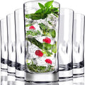 Bravario Unbreakable Plastic Drinking Glasses 17 oz | Dishwasher Safe Shatterproof 100% Tritan Water Tumblers | BPA Free Reusable Outdoor Highball Drinkware | Set of 6