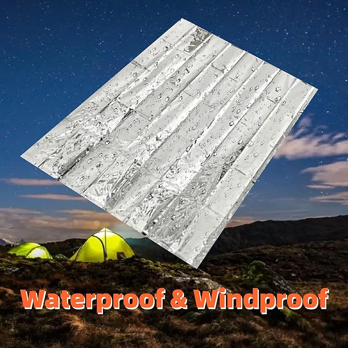 6 Pack Emergency Thermal Blankets for Survival, 82.67”x62.99” Extra Large Mylar Space Blankets, Waterproof & Windproof for Outdoor Camping, Hiking, Survival Kit, First Aid, Car Emergency